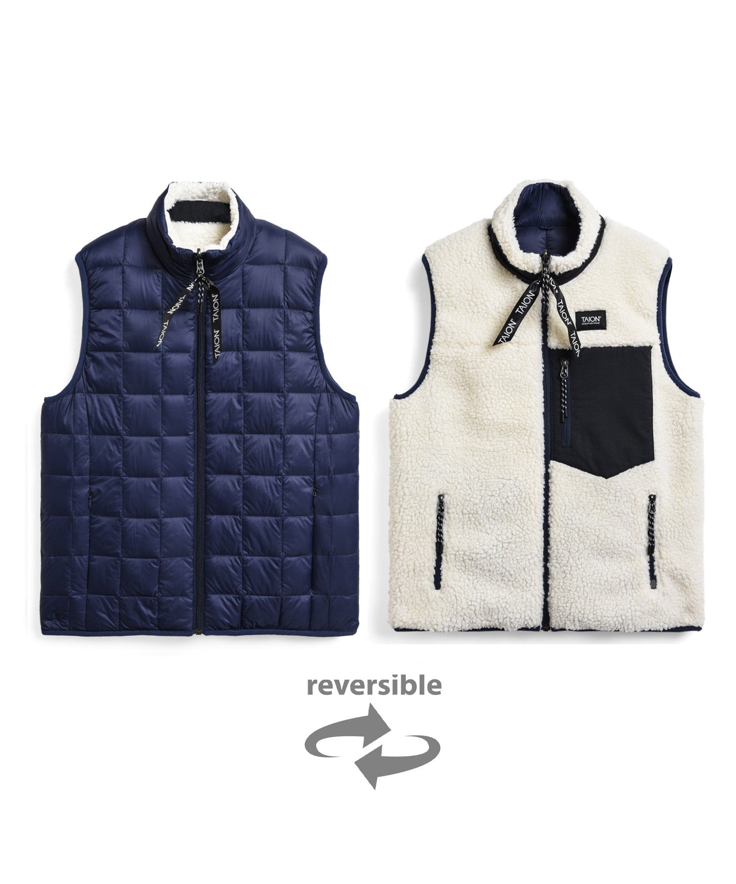 TAION Unisex Down x BOA Reversible Jacket in Navy & Ivory