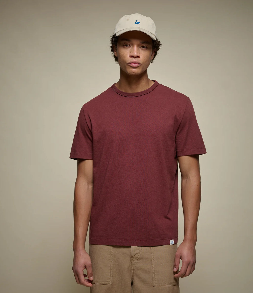 Merz b. Schwanen Classic Cotton Jersey T-Shirt TEE02 in Maroon