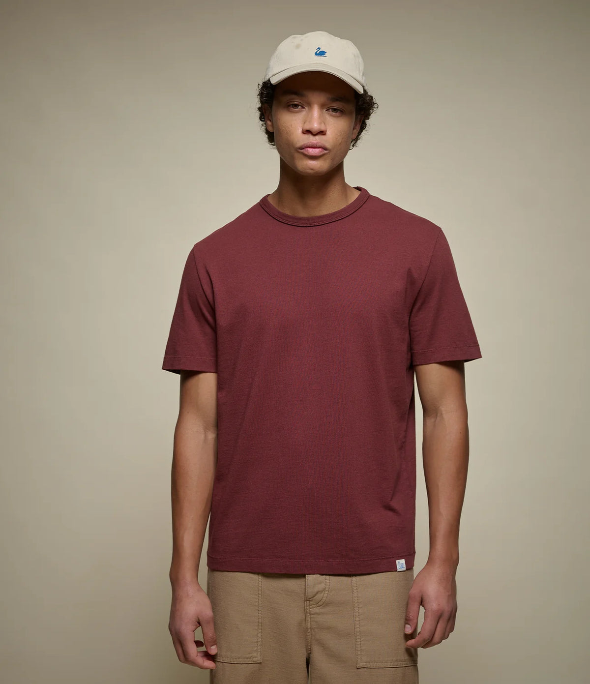 Merz b. Schwanen Classic Cotton Jersey T-Shirt TEE02 in Maroon