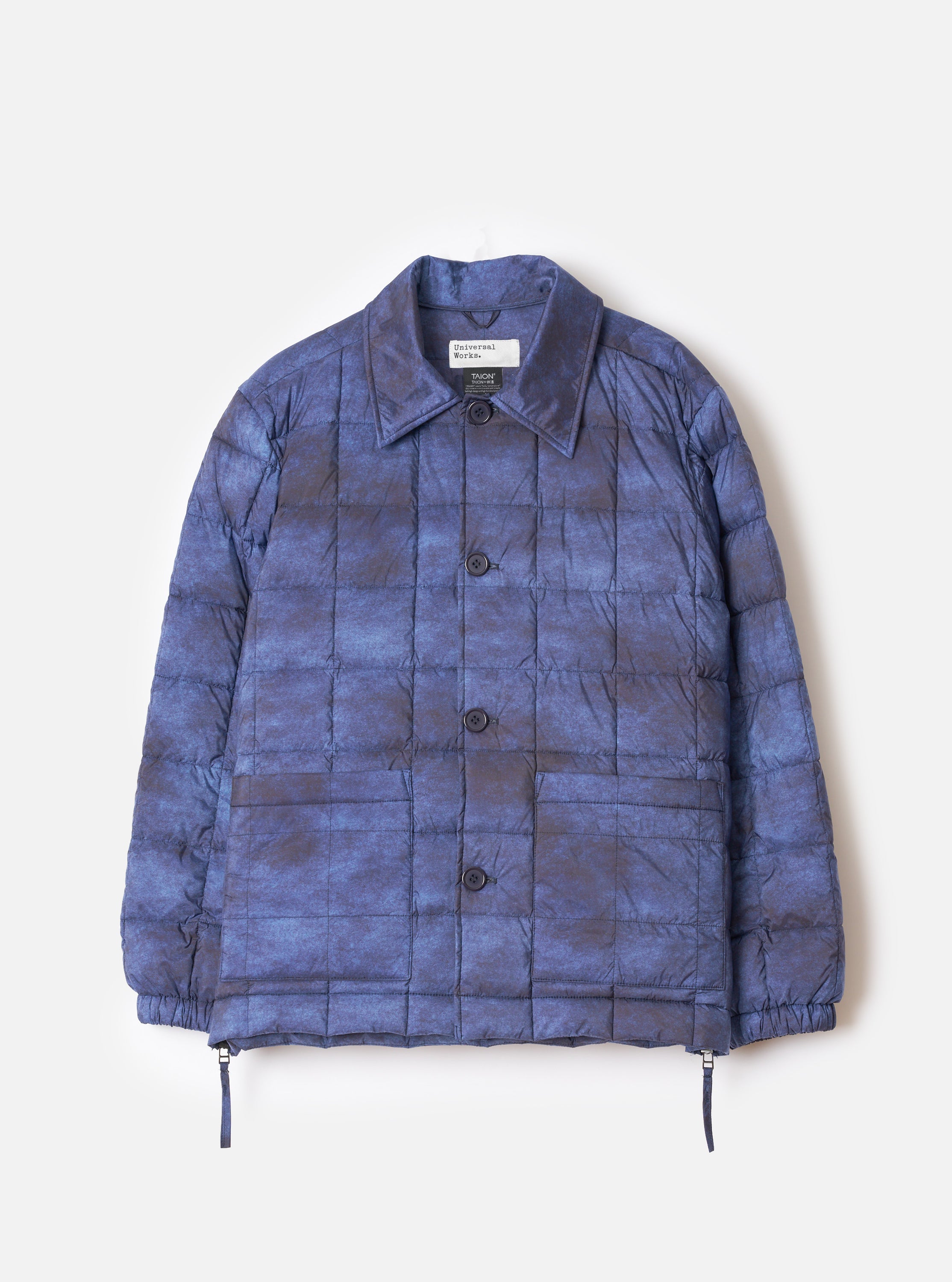 Universal Works Down Rams Jacket in Cloud Camo Nylon Soft Shell