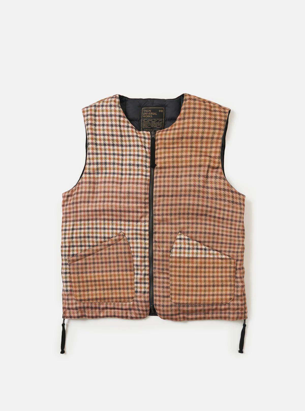 Plaid patterned vest on a white background