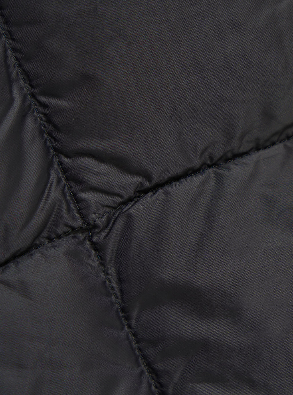 Close-up of black quilted fabric with stitching detail