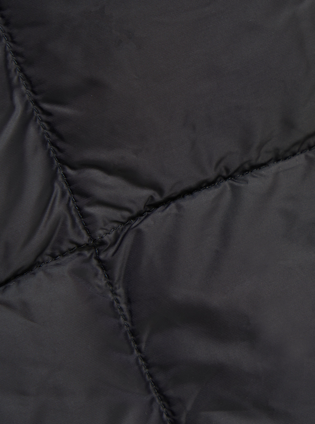 Close-up of black quilted fabric with stitching detail
