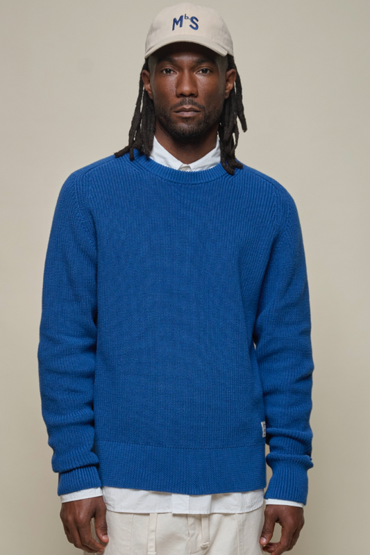 Merz b. Schwanen Cotton Ribbed Pullover in Blue