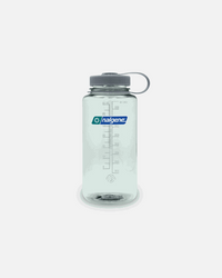 Nalgene 1L Seafoam wide mouth bottle made from 50% recycled plastic, BPA/BPS-free, durable and eco-friendly.