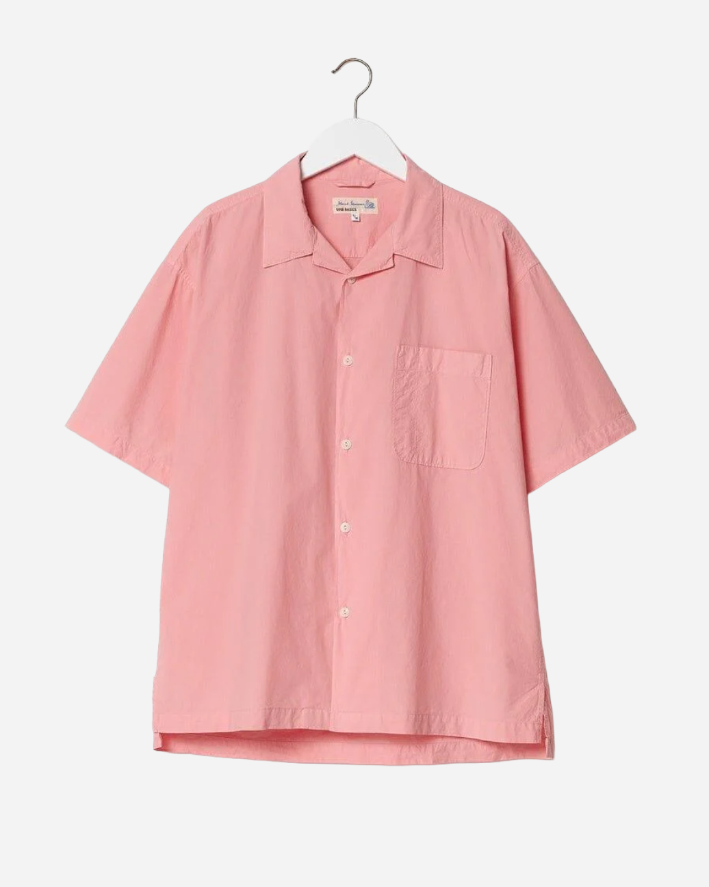 Merz b. Schwanen Lightweight Cotton Poplin Short Sleeve Shirt in Sunset Pink