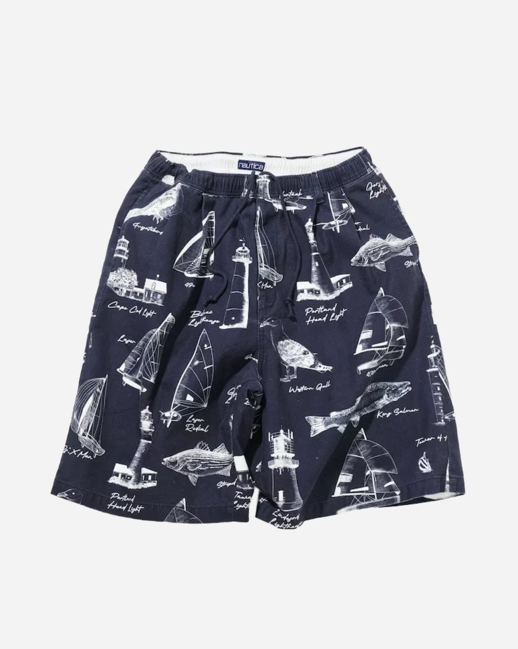 Nautica Japan All-Over Ocean Print Shorts in Navy
