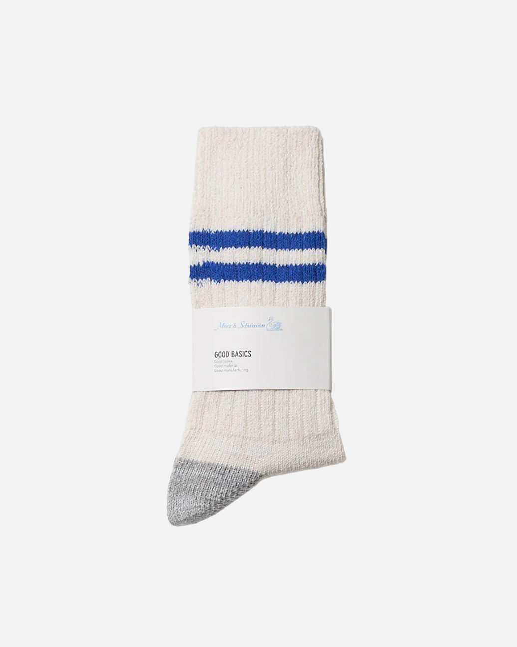 Merz B. Schwanen GS05 Recycled Cotton Socks in Nature/Swan Blue