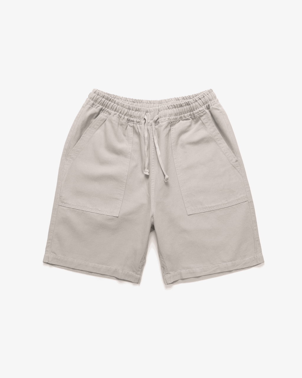 Service Works Classic Chef Shorts in stone color with elasticated waist and fatigue pockets made from organic cotton canvas
