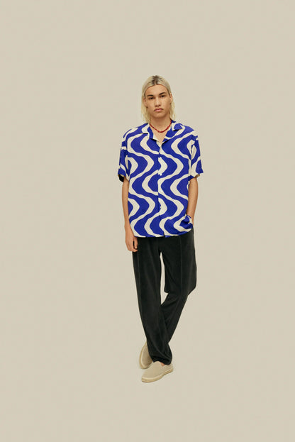 OAS Blue Rippling Viscose Shirt