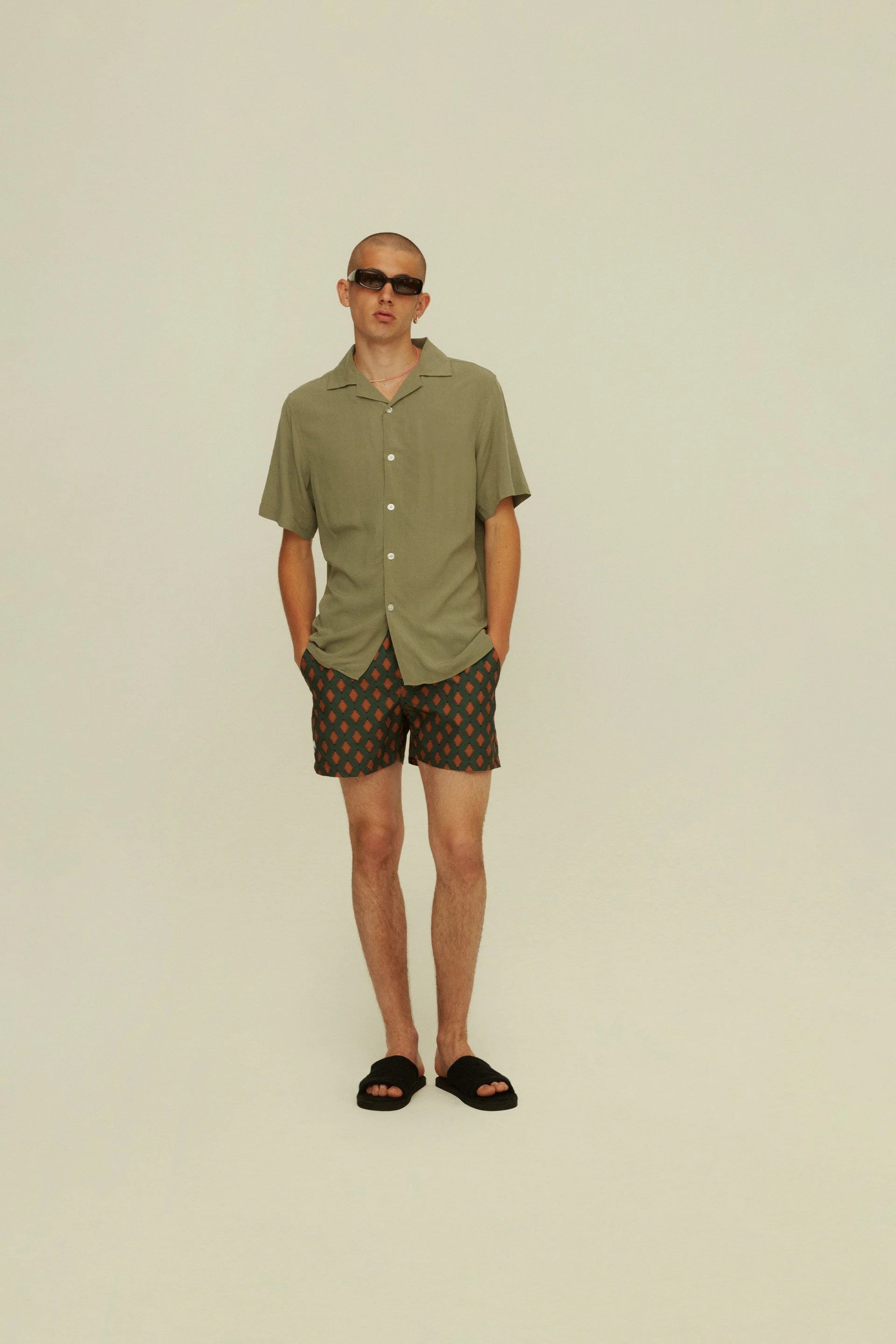 OAS Green Plain Viscose Shirt
