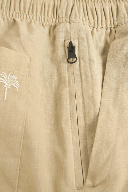 OAS Beige Cotton Linen Cargo Shorts