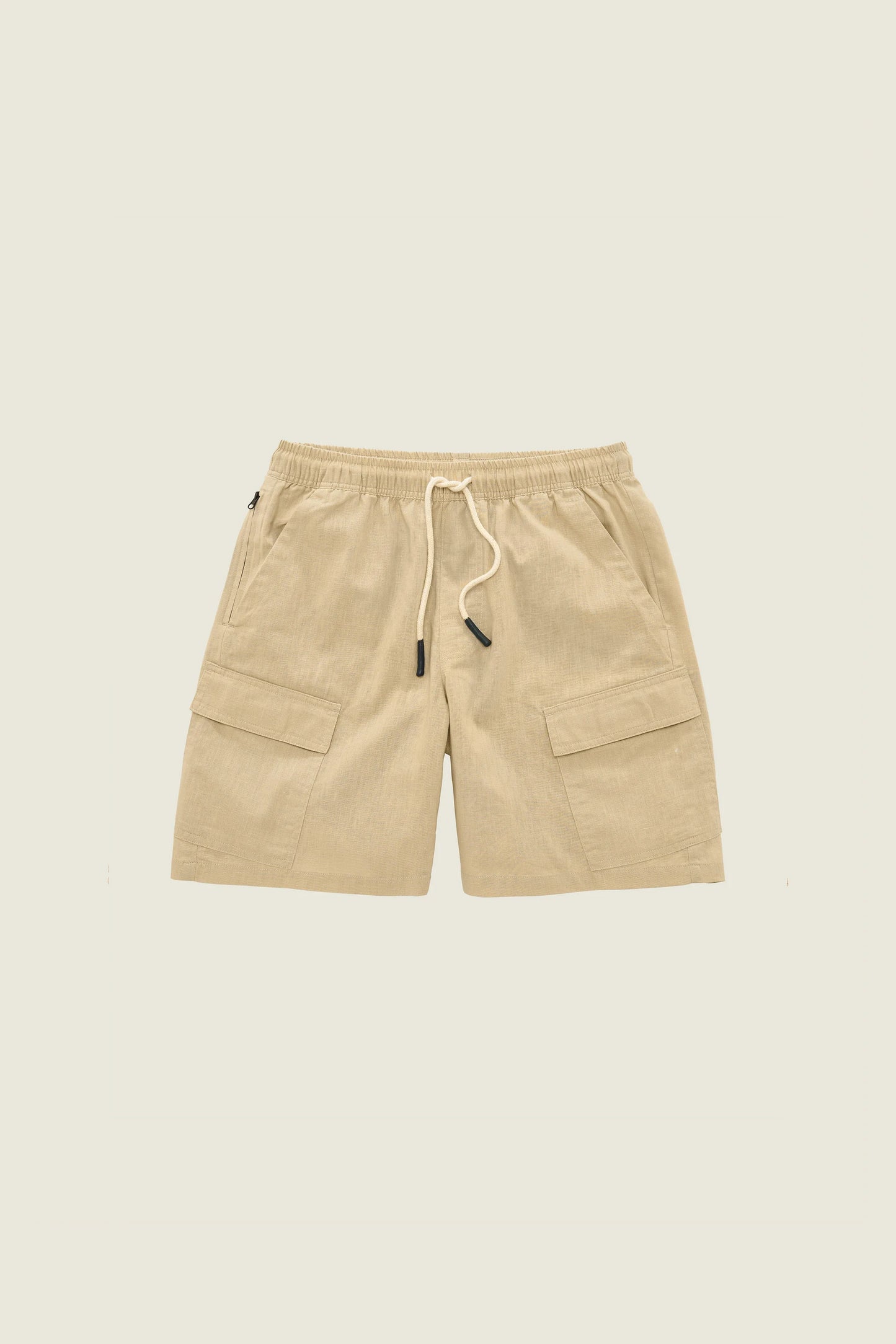 OAS Beige Cotton Linen Cargo Shorts