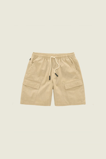 OAS Beige Cotton Linen Cargo Shorts