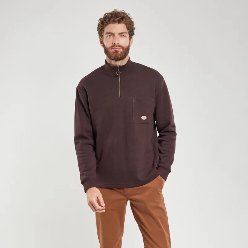 Armor Lux Dark Brown Cotton 1/2 Zip