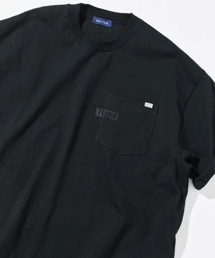 Nautica Japan Hidden Logo Pocket Piece Dyed Tee in Black