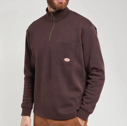 Armor Lux Dark Brown Cotton 1/2 Zip