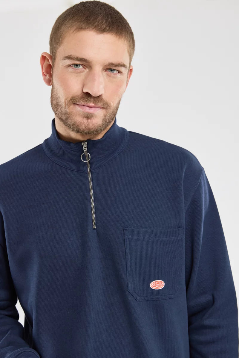 Armor Lux Heritage Cotton 1/2 Zip in Navy