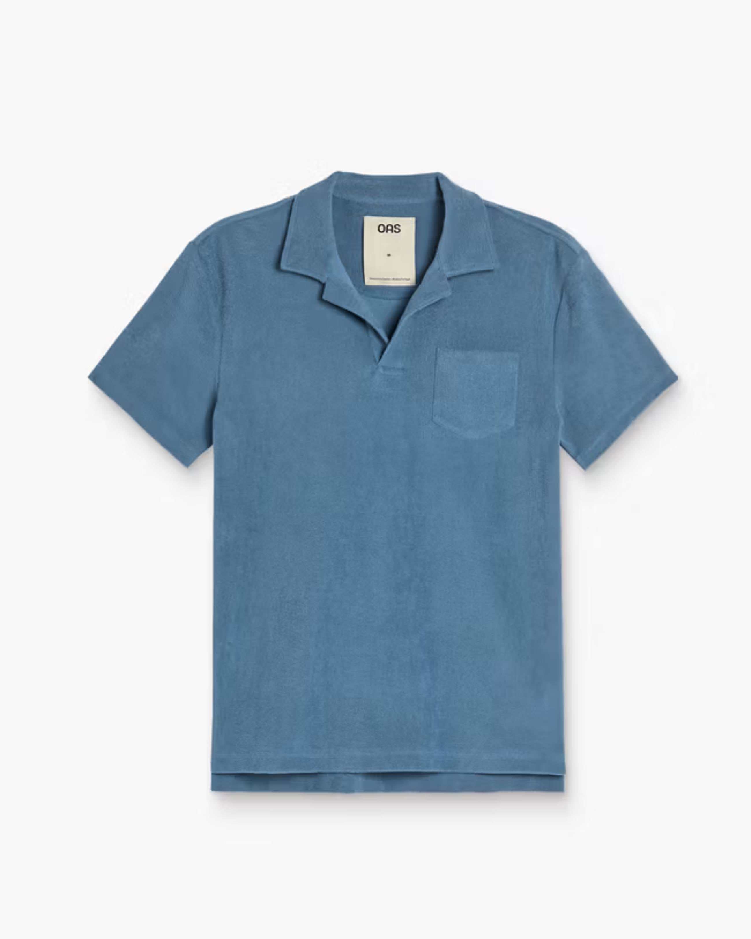 OAS Terry Polo Shirt in coronet blue 100% cotton terry with polo collar and short sleeves
