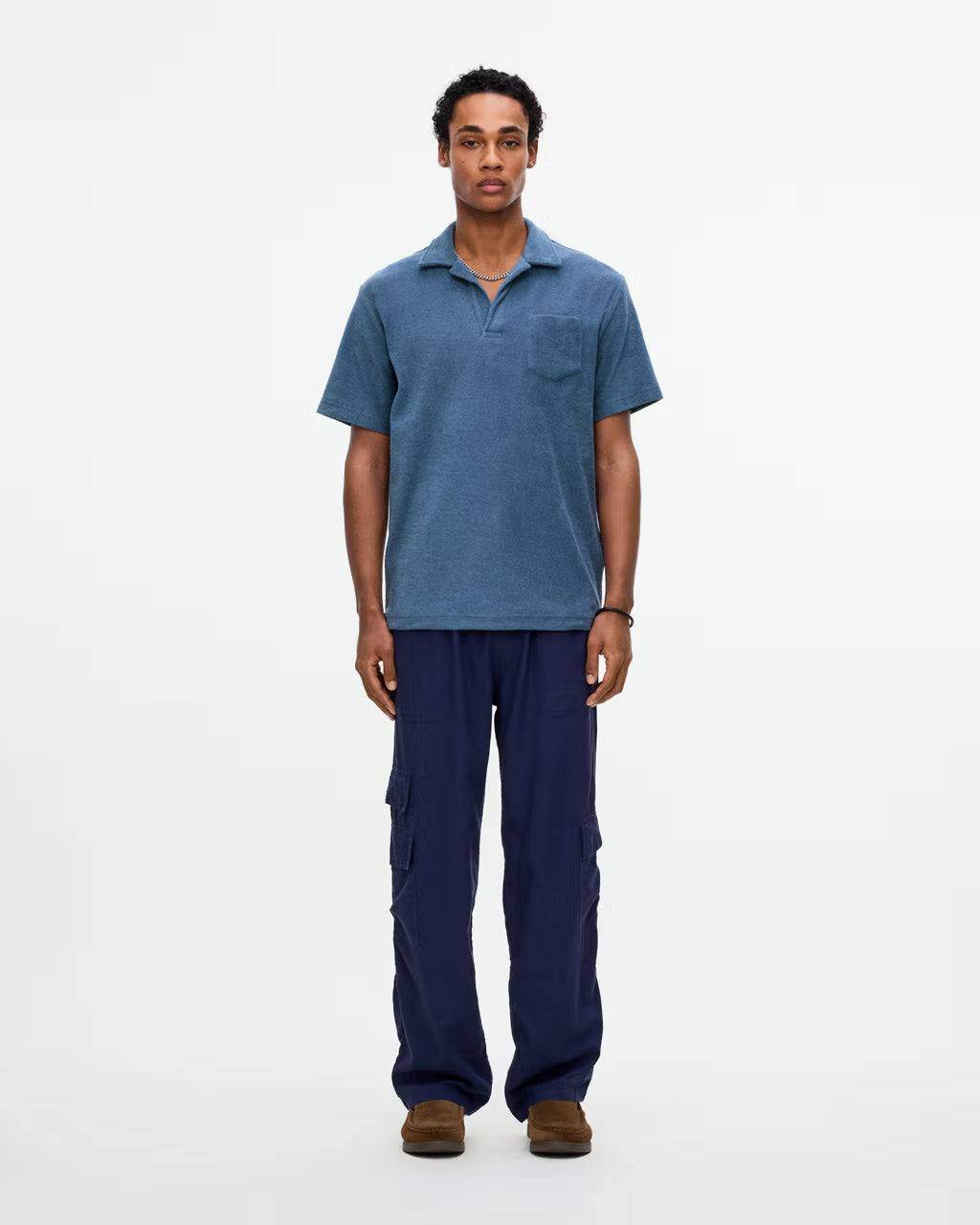 OAS Terry Polo Shirt in coronet blue made from 100% cotton terry with classic collar and short sleeves