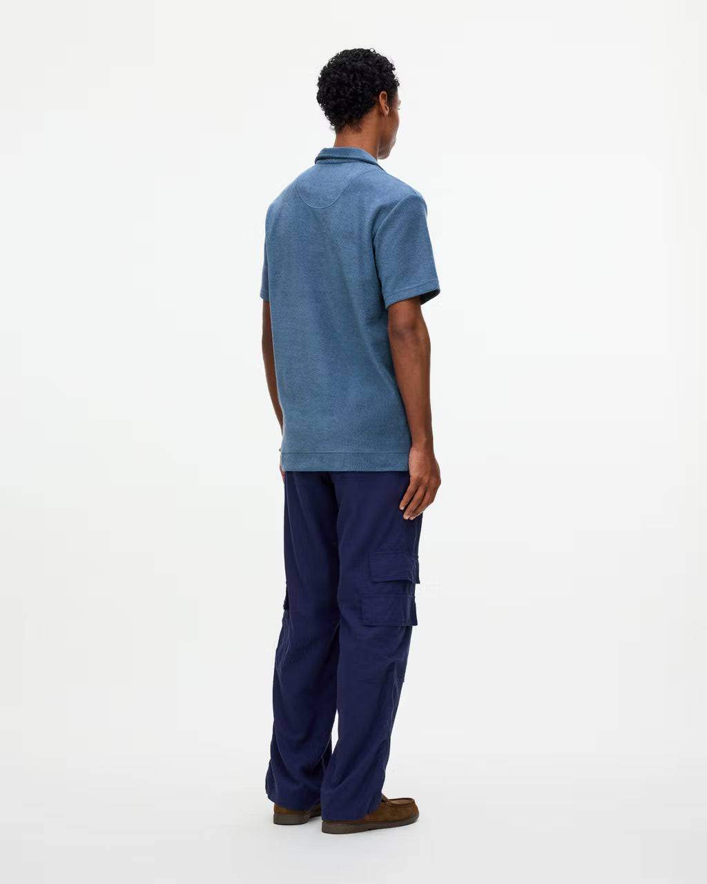 OAS Terry Polo Shirt in coronet blue 100% cotton terry with classic collar and short sleeves
