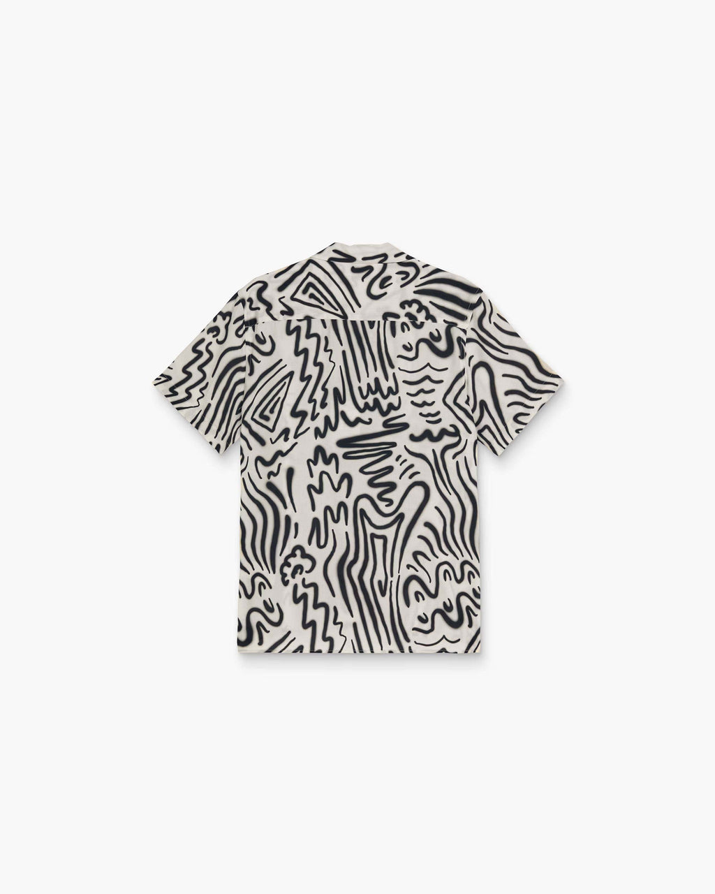 OAS Aerosol black and white viscose short-sleeve shirt with resort collar and relaxed fit