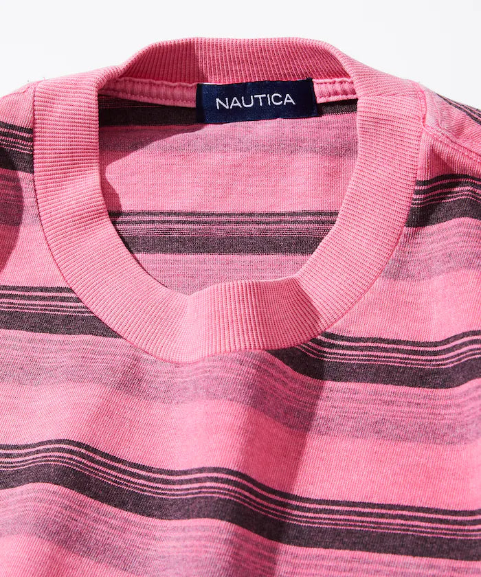 Nautica Japan Pigment Dyed Logo Borders S/S Tee Pink