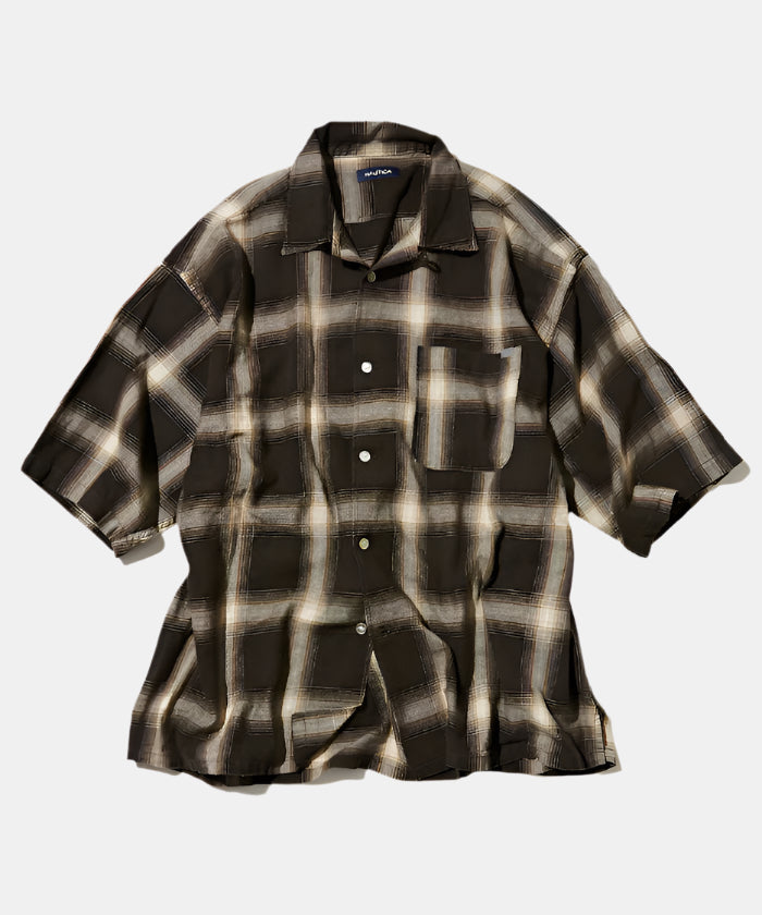 Nautica Japan Ombre Bleached Short Sleeve Shirt in Brown