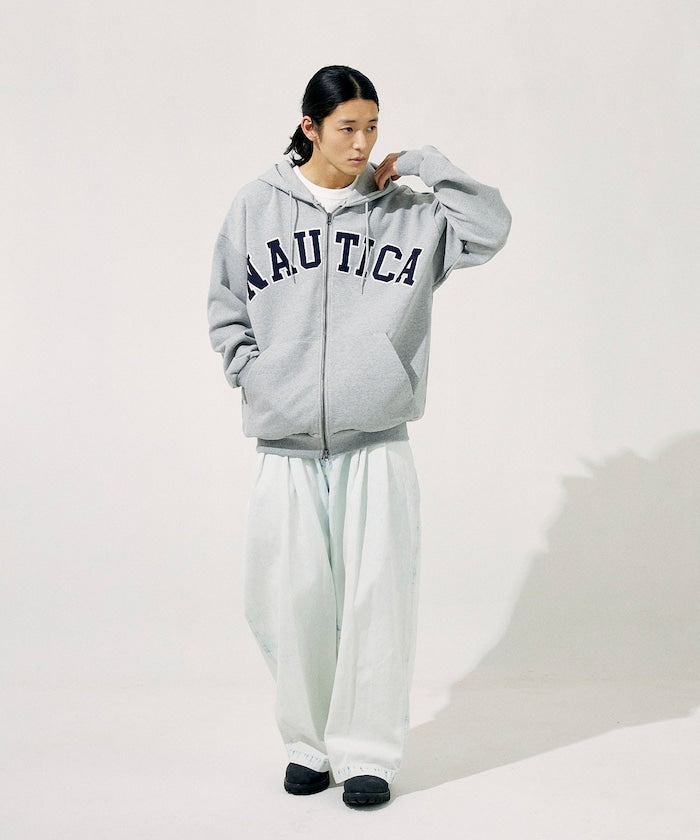 Nautica Japan Arch Logo Full Zip Up Hoodie Grey