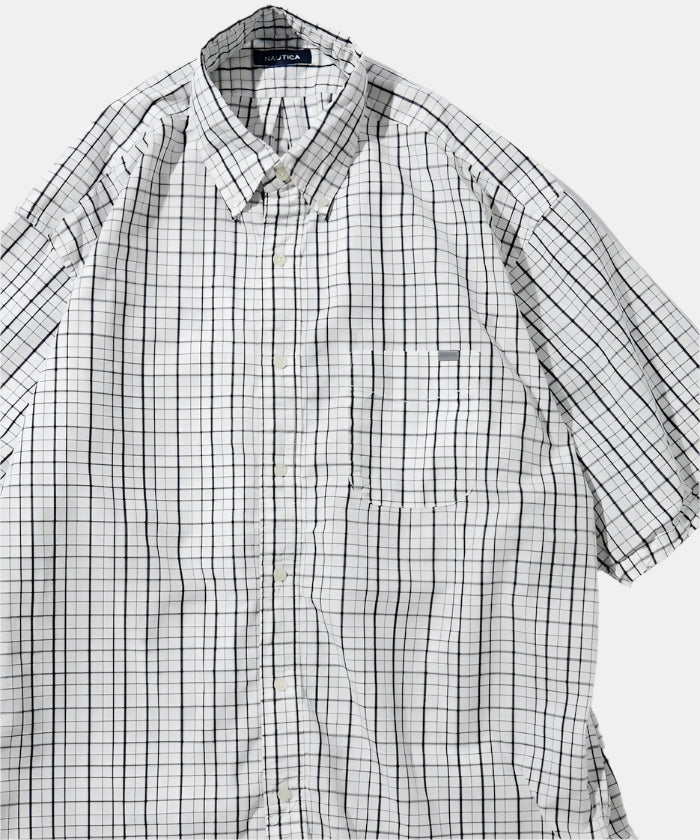 Nautica Japan Twill Tattersall S/S Shirt White