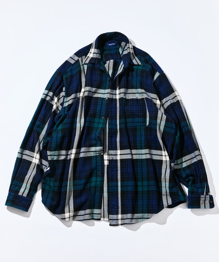 Nautica Japan Washed Big Check Heavy Cotton Flannel Shirt