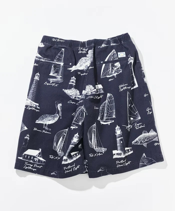 Nautica Japan All-Over Ocean Print Shorts in Navy