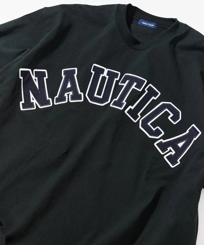 Nautica Japan Arch Logo Piece Dyed Tee in Black