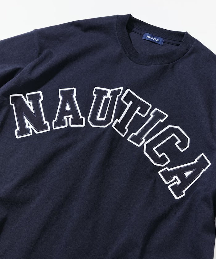 Nautica Japan Arch Logo Piece Dyed Tee in Navy