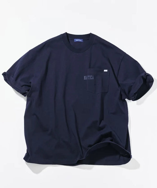 Nautica Japan Hidden Logo Pocket Piece Dyed Tee in Navy