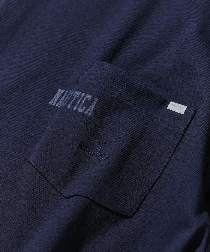 Nautica Japan Hidden Logo Pocket Piece Dyed Tee in Navy