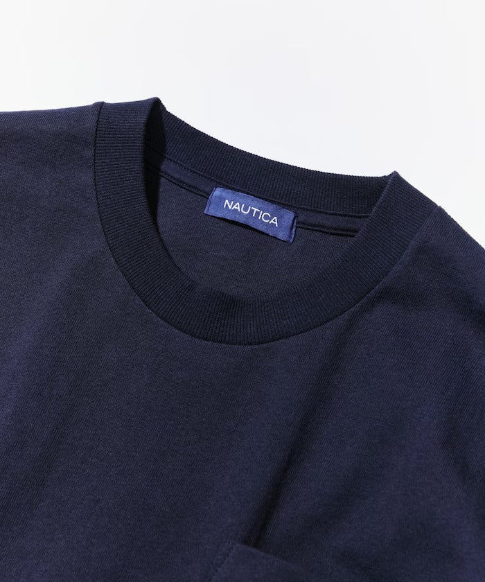 Nautica Japan Hidden Logo Pocket Piece Dyed Tee in Navy