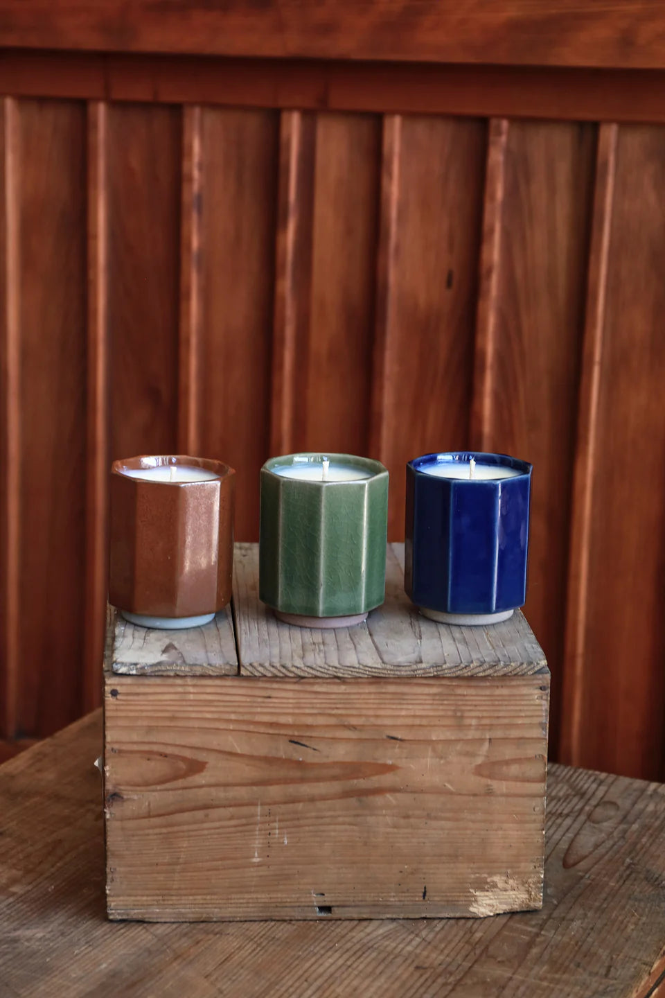 Blue Onji Handmade Japanese Ceramic Candle