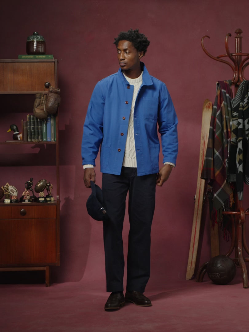 Uskees 3001 Button Overshirt in Ultra Blue