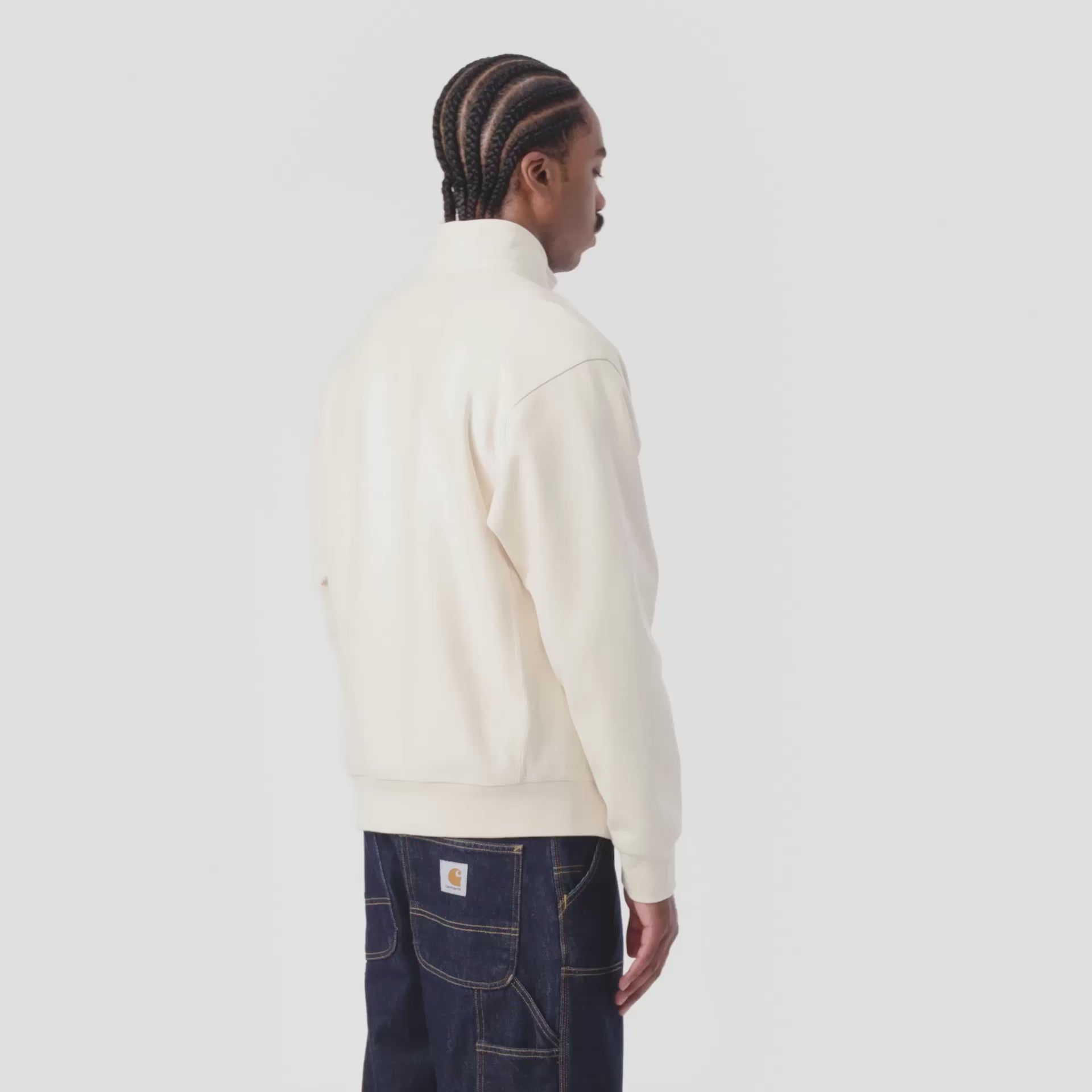 Carhartt WIP Half Zip American Script Sweat in Natural