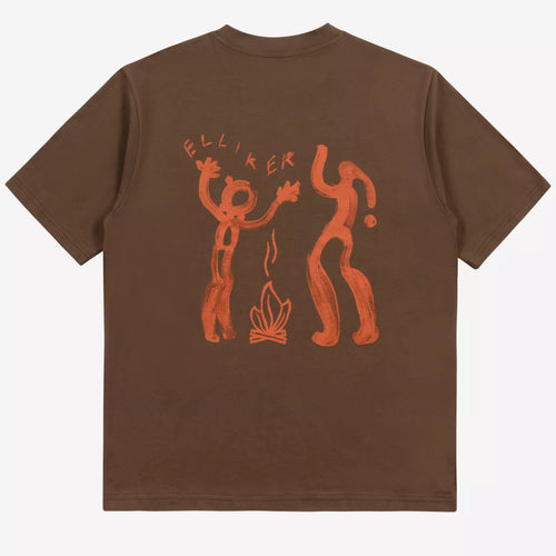 Elliker Rill Campfire Print T-Shirt in Dark Brown