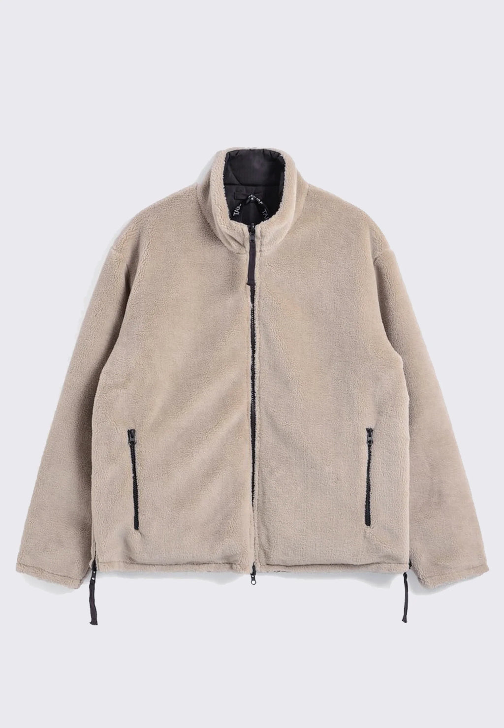 TAION Military Reversible Down Boa Hi Neck Jacket in Choco x Beige