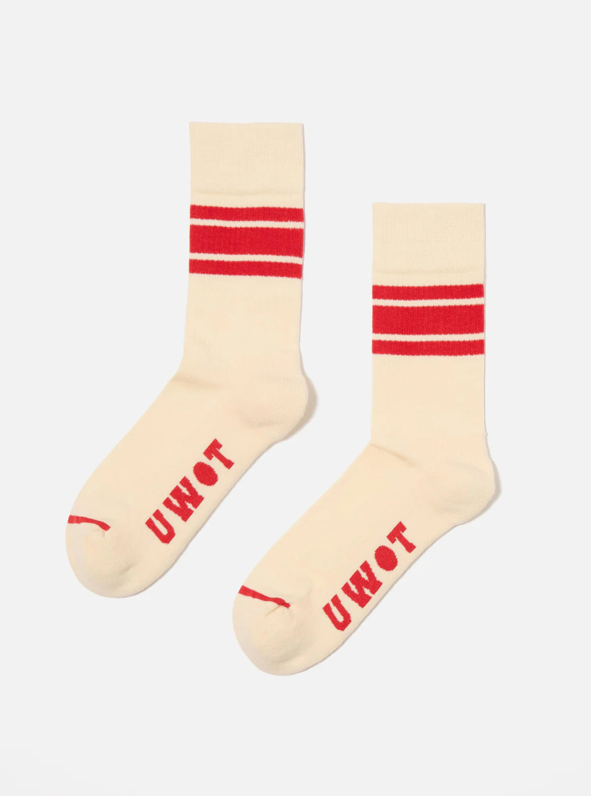 Universal Works x Topologie Cotton Rib Sports Sock in Ecru & Red