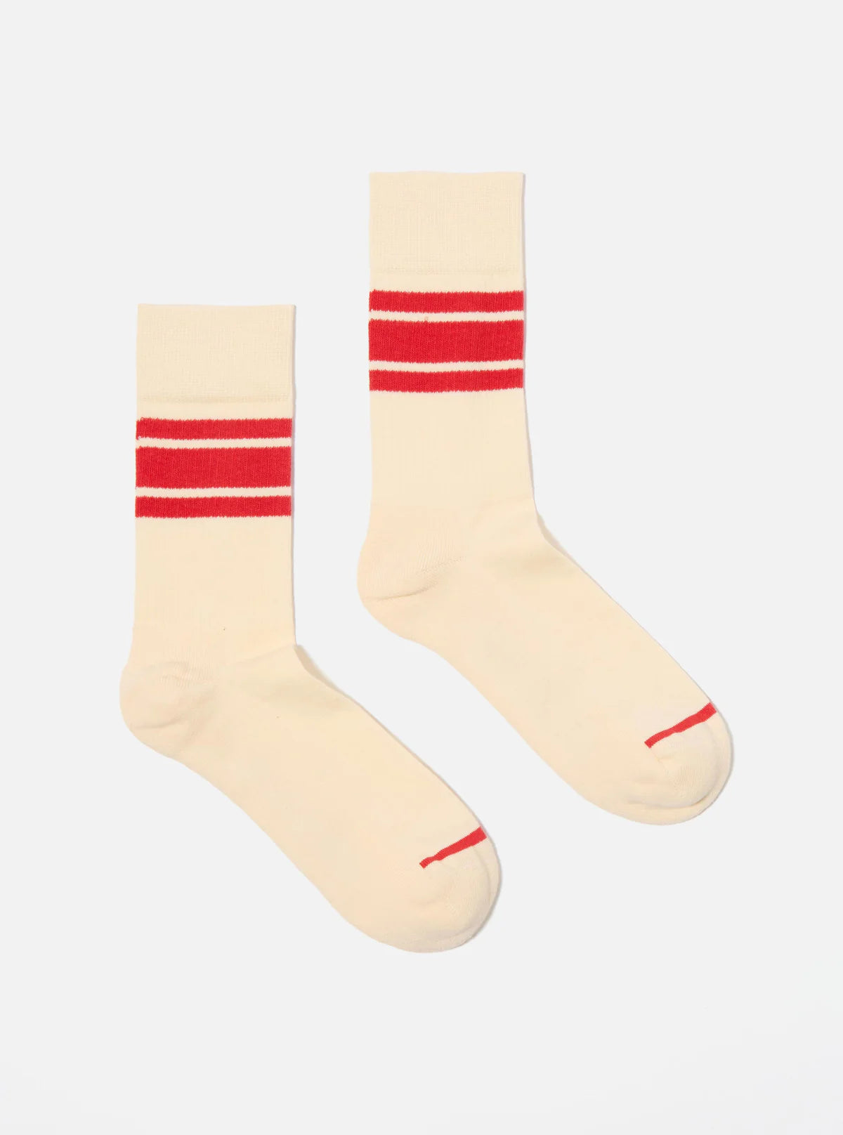 Universal Works x Topologie Cotton Rib Sports Sock in Ecru & Red