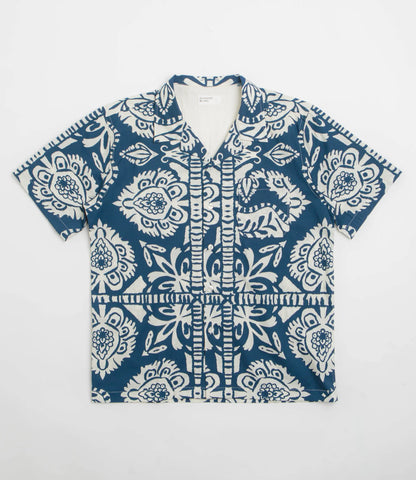 Universal Works Road Shirt in Indigo Island Print