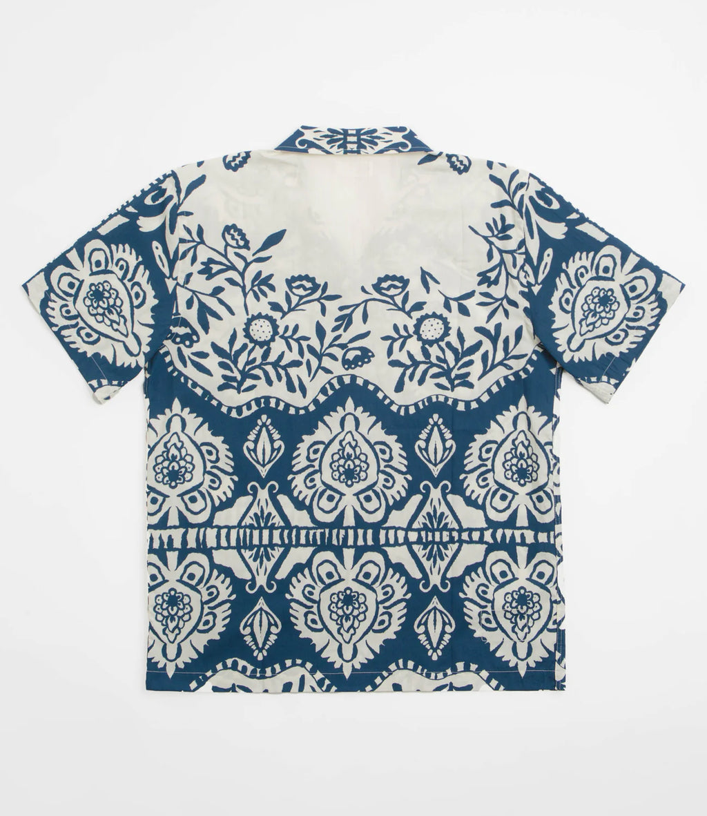 Universal Works Road Shirt in Indigo Island Print