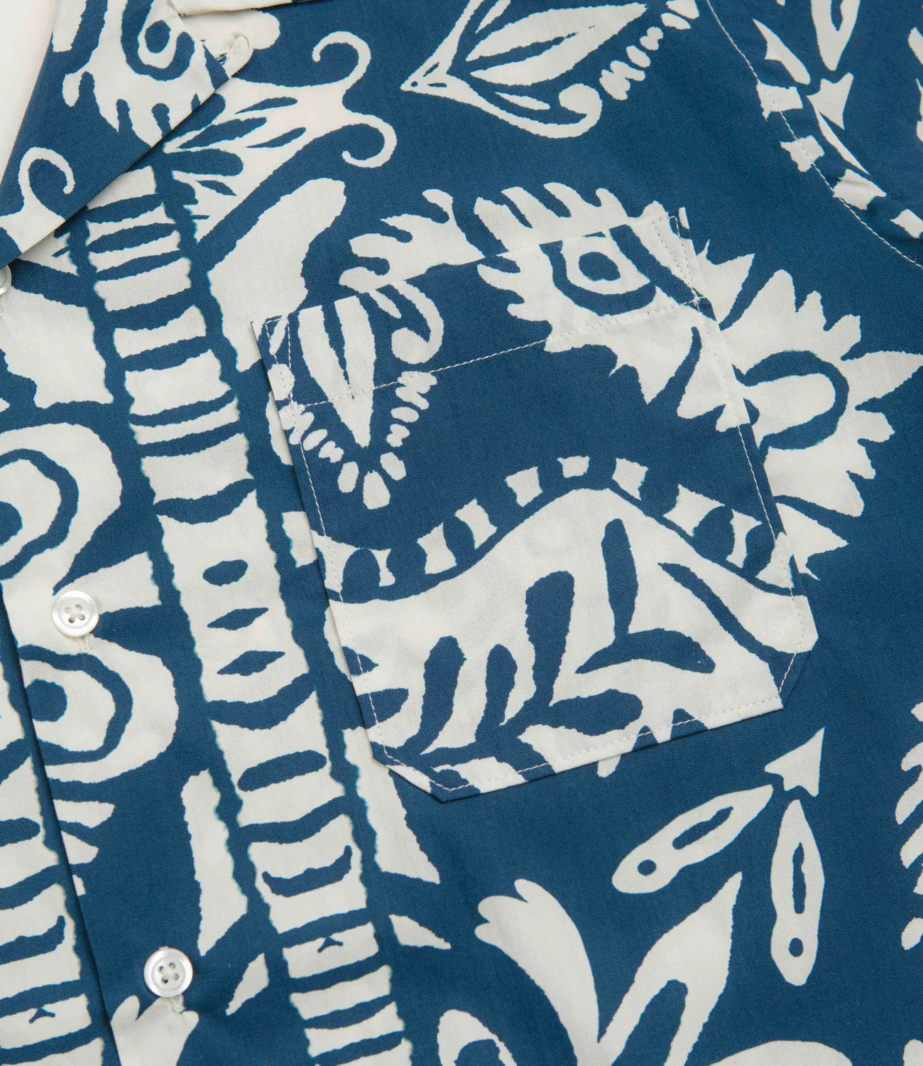 Universal Works Road Shirt in Indigo Island Print
