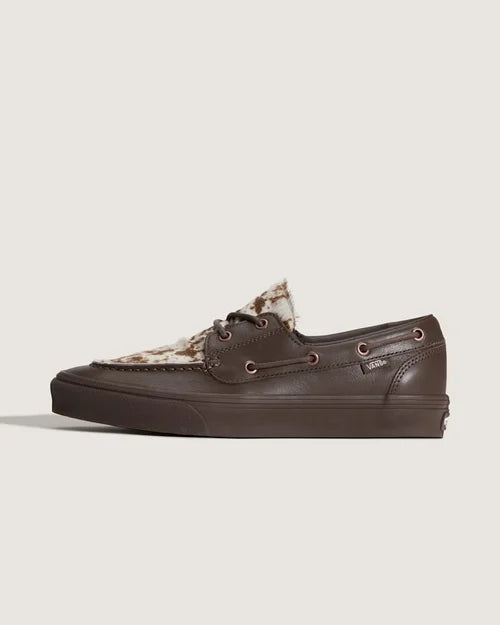 Vans Premium 2-Eyelet Boat Shoe in Pony Hair Dark Brown