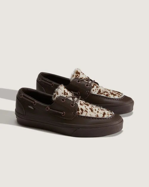 Vans Premium 2-Eyelet Boat Shoe in Pony Hair Dark Brown
