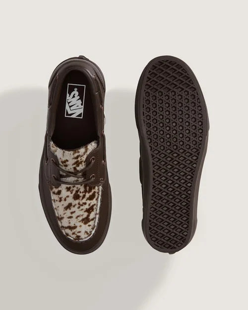 Vans Premium 2-Eyelet Boat Shoe in Pony Hair Dark Brown